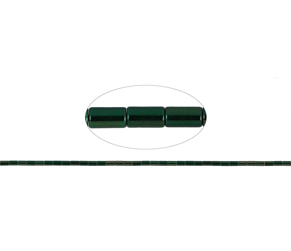 Heilstein & Edelstein-Strang - Zylinder, Hämatin blau-grün (gef.), 05 x 03mm- 3er Pack