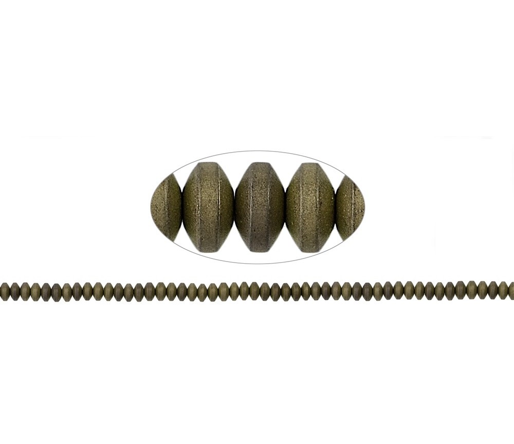 Heilstein & Edelstein-Strang - Button, Hämatin gold (gef.) matt, 02 x 04mm- 3er Pack