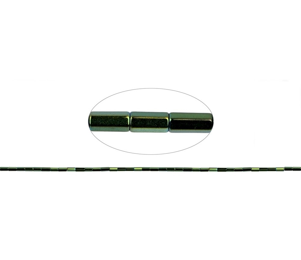 Heilstein & Edelstein-Strang - Zylinder facettiert, Hämatin blau-grün (gef.), 04 x 02mm
