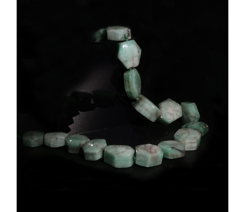 Heilstein & Edelstein-Strang - Sechseck Smaragd Unikat -010