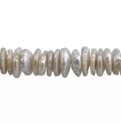 Heilstein & Edelstein-Strang - Scheiben, Süßwasser-Perle AB, creme-weiß/natur, ca.02-03x12-14mm