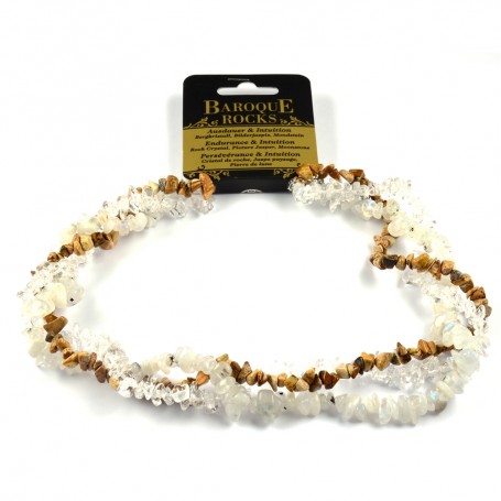 Halskette - Collier - Barock - Ausdauer & Intuition - mehrreihig - Bergkristall