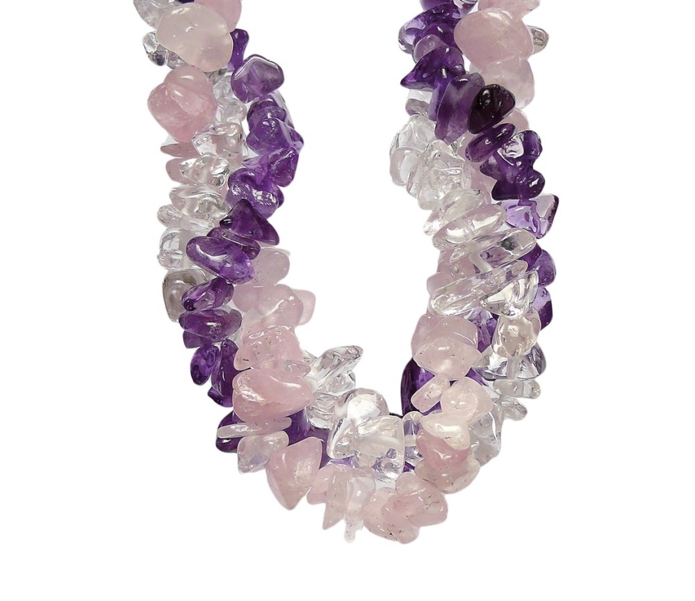 SchmuckSet - Barock - (Collier, Armband, Ohrringe) - Schönheit & Wohlbefinden - Rosenquarz, Amethyst, Bergkristall