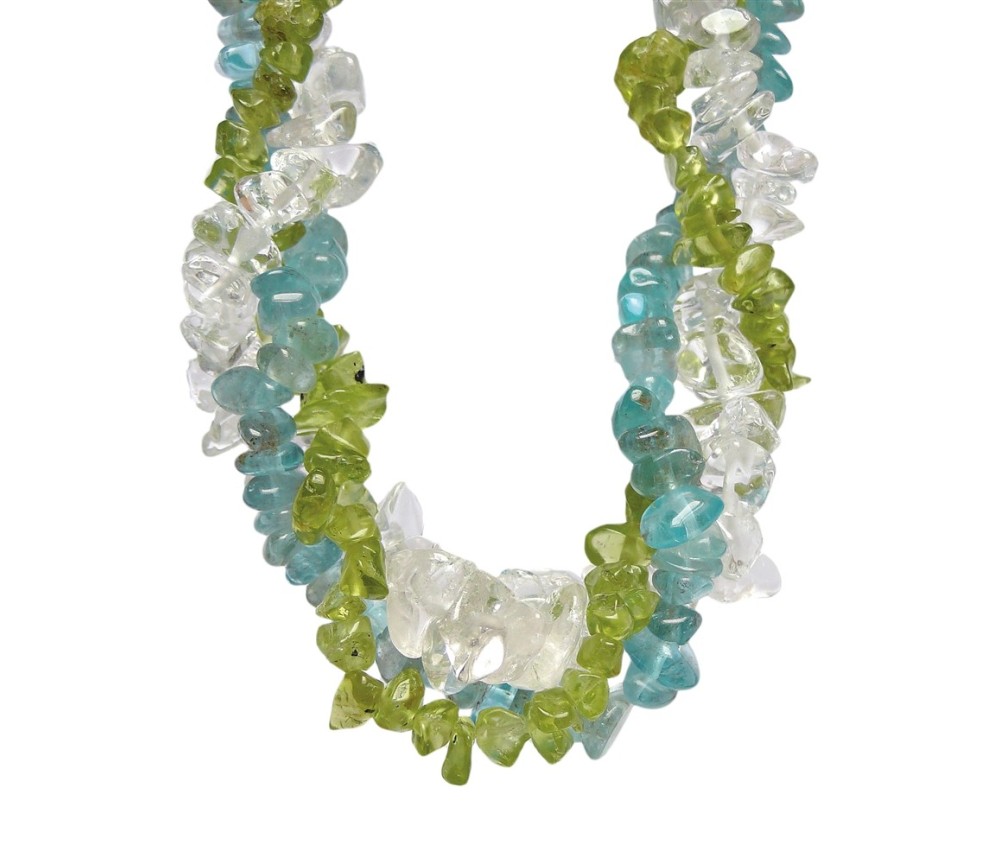 SchmuckSet - Barock - (Collier, Armband, Ohrringe) - Motivation & Unabhängigkeit - Apatit, Peridot, Bergkristall