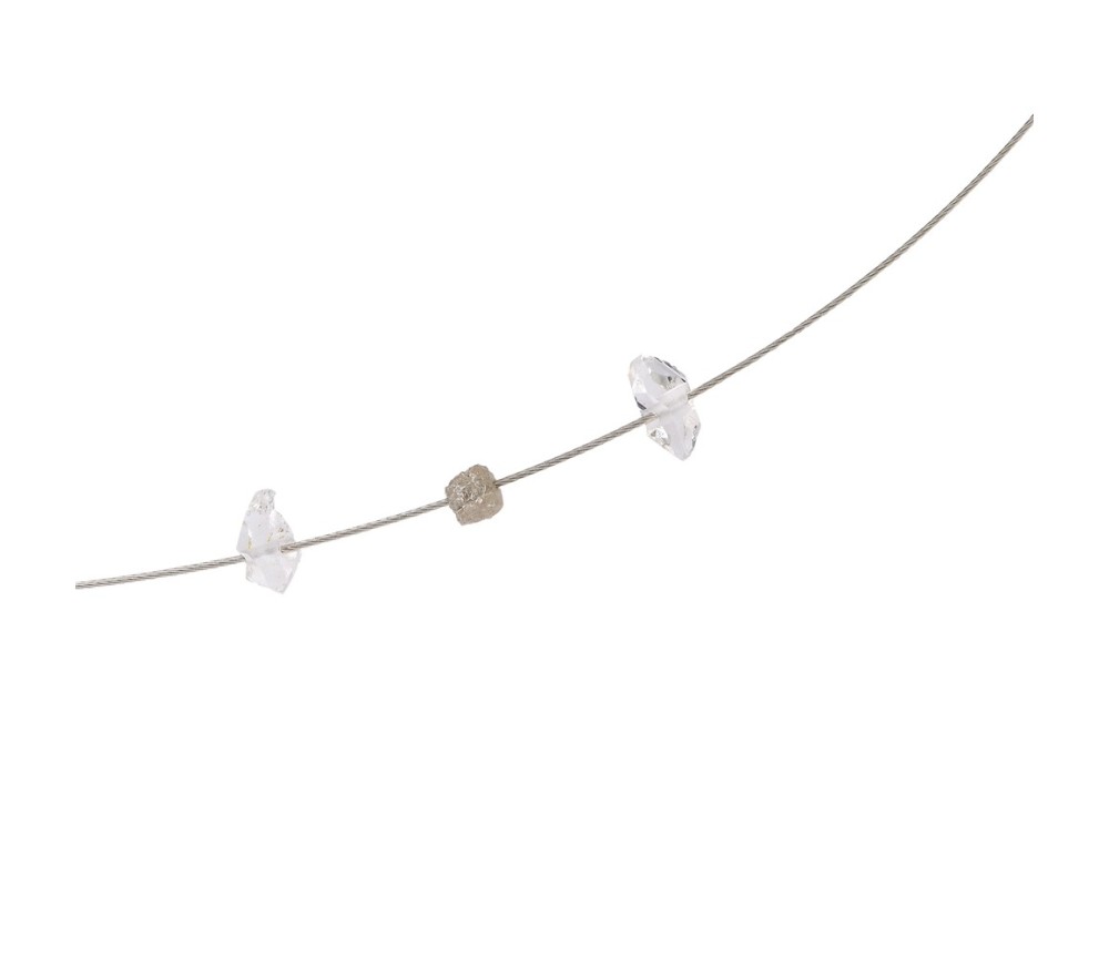 Halskette - Collier - Collier mit Diamant und Herkimer, 42cm