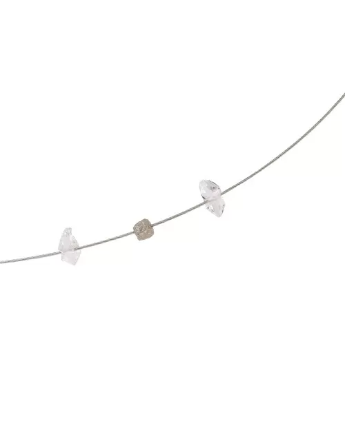 Halskette - Collier - Collier mit Diamant und Herkimer, 50cm