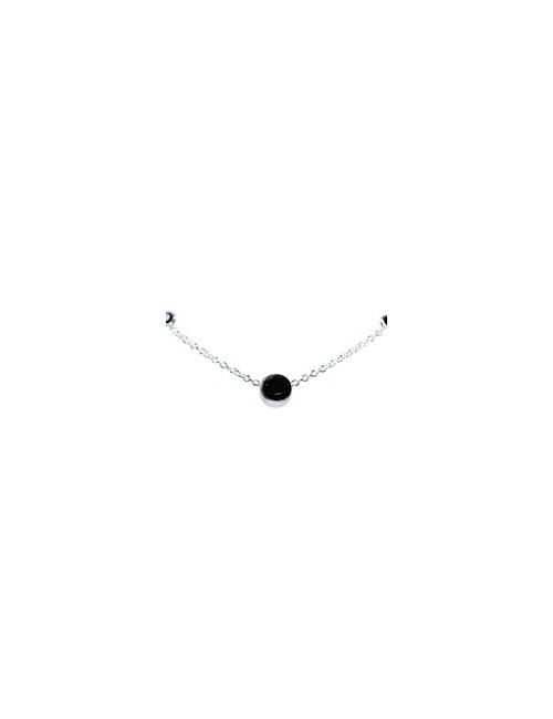 Halskette - Collier - Spinell (schwarz), Silber 925, 40-50 cm
