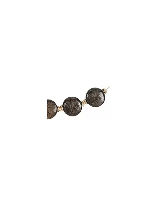 Halskette - Collier - Bronzit, Scheiben, vergoldet, Verlängerungskettchen