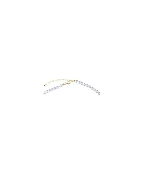 Halskette - Collier - Bergkristall, Kugeln, Inclusenquarz, vergoldet, Verlängerungskettchen