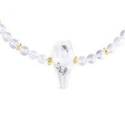 Halskette - Collier - Bergkristall, Kugeln, Inclusenquarz, vergoldet, Verlängerungskettchen