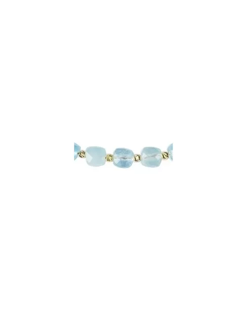 Halskette - Collier - Aquamarin, vergoldet, Verlängerungskettchen