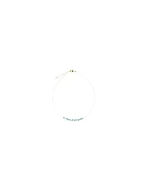 Halskette - Collier - Aquamarin, vergoldet, Verlängerungskettchen