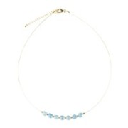 Halskette - Collier - Aquamarin, vergoldet, Verlängerungskettchen