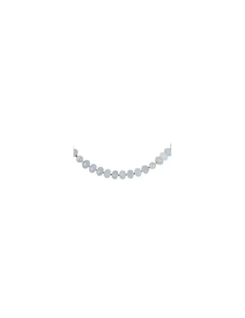 Halskette - Collier - Chalcedon, Button facettiert, vergoldet, Verlängerungskettchen