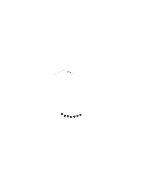 Halskette - Collier - Nephrit, Kugeln, rhodiniert, Verlängerungskettchen