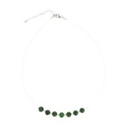 Halskette - Collier - Nephrit, Kugeln, rhodiniert, Verlängerungskettchen