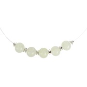 Halskette - Collier - Serpentin-Kugeln, rhodiniert, Verlängerungskettchen