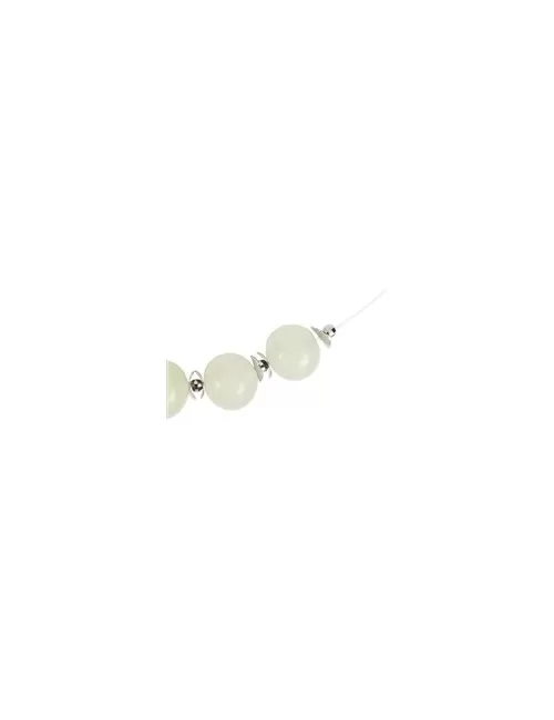 Halskette - Collier - Serpentin-Kugeln, rhodiniert, Verlängerungskettchen