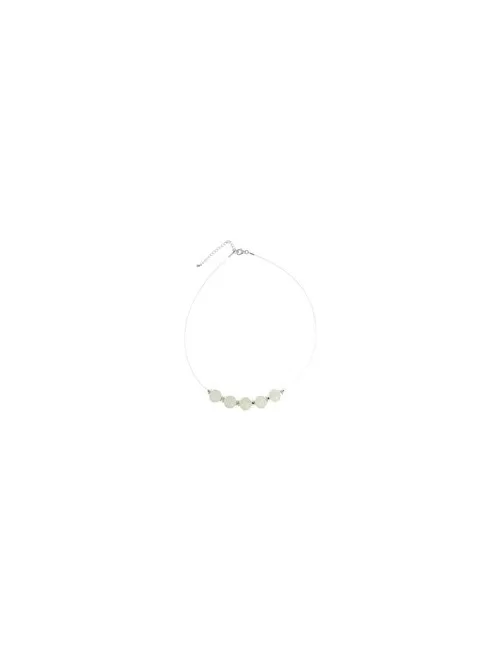 Halskette - Collier - Serpentin-Kugeln, rhodiniert, Verlängerungskettchen