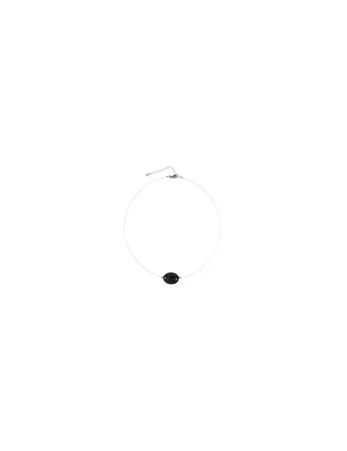 Halskette - Collier - Regenbogen-Obsidian, Linse, rhodiniert, Verlängerungskettchen