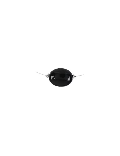 Halskette - Collier - Regenbogen-Obsidian, Linse, rhodiniert, Verlängerungskettchen