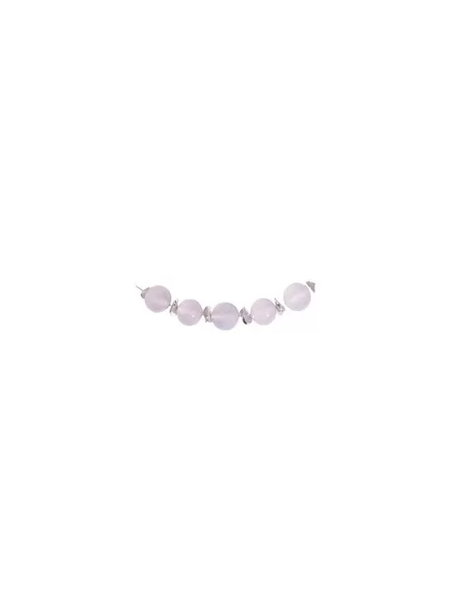 Halskette - Collier - Chalcedon (rosa), Kugeln, rhodiniert, Verlängerungskettchen