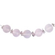 Halskette - Collier - Chalcedon (rosa), Kugeln, rhodiniert, Verlängerungskettchen