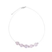 Halskette - Collier - Chalcedon (rosa), Kugeln, rhodiniert, Verlängerungskettchen