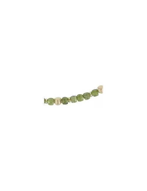 Halskette - Collier - Serpentin - Würfel (4mm), vergoldet, Verlängerungskettchen