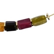 Halskette - Collier - Turmalin (bunt), Silber vergoldet, Verlängerungskettchen