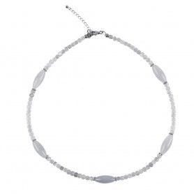 Halskette - Collier - Mondstein (silber-weiß)