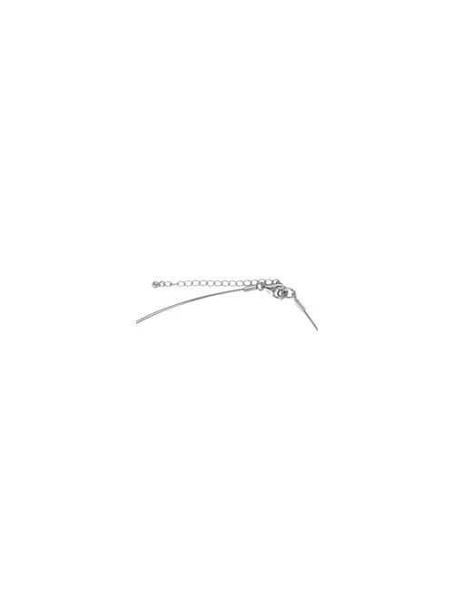 Halskette - Collier - Rosenquarz, Blatt, rhodiniert, Verlängerungskettchen