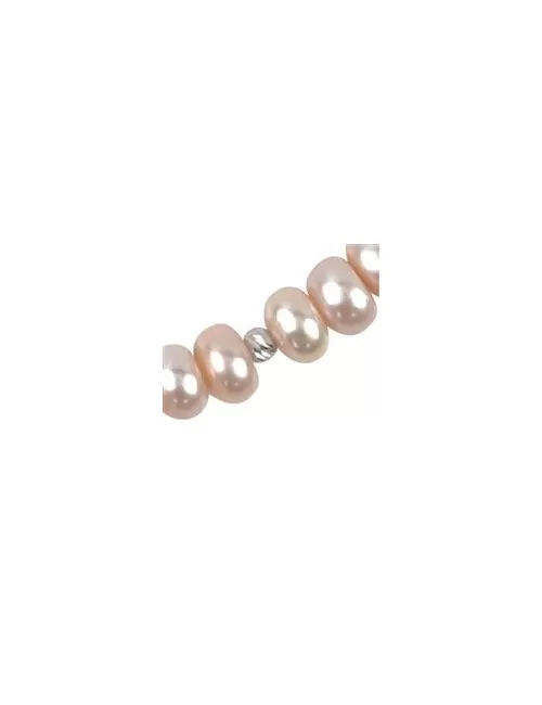 Halskette - Collier - Rosenquarz, Blatt, rhodiniert, Verlängerungskettchen