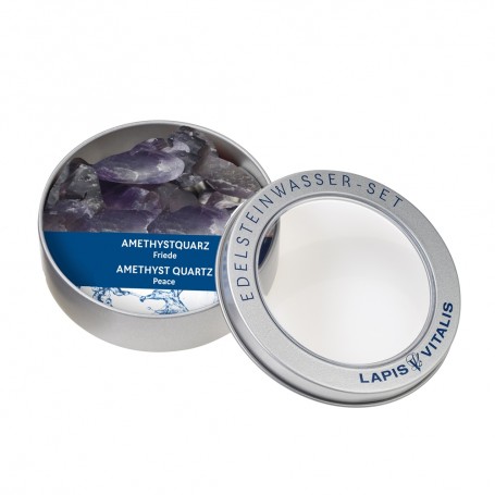 Lapis Vitalis - Wassersteine - Amethyst - in Metall-Geschenkdose