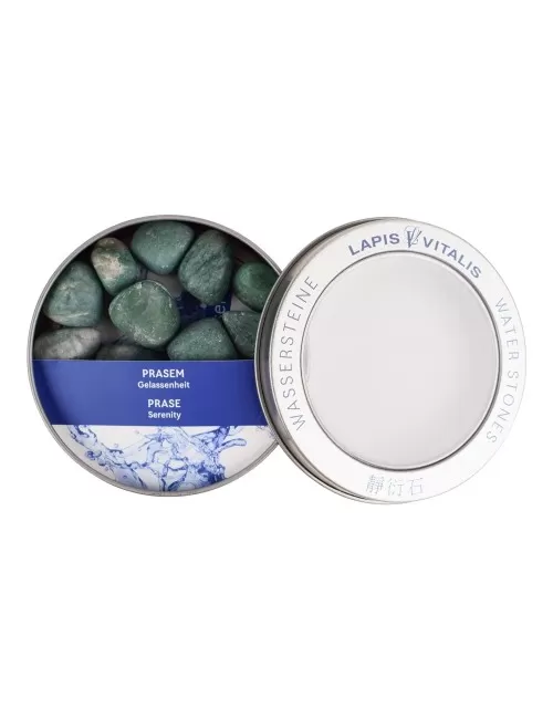 Lapis Vitalis - Wassersteine - Prasem - in Metall-Geschenkdose