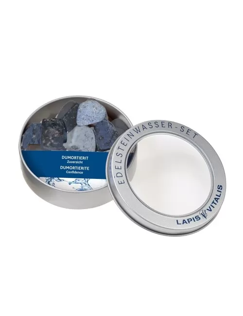 Lapis Vitalis - Wassersteine - Dumortierit - in Metall-Geschenkdose