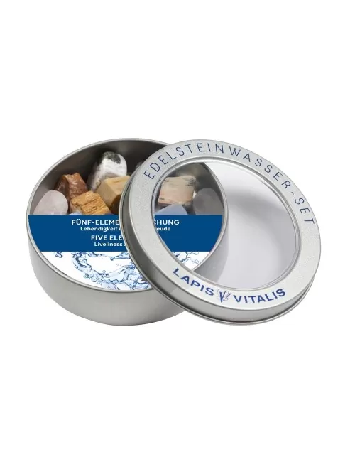 Lapis Vitalis - Wassersteine - Mischung - Fünf Elemente - in Metall-Geschenkdose