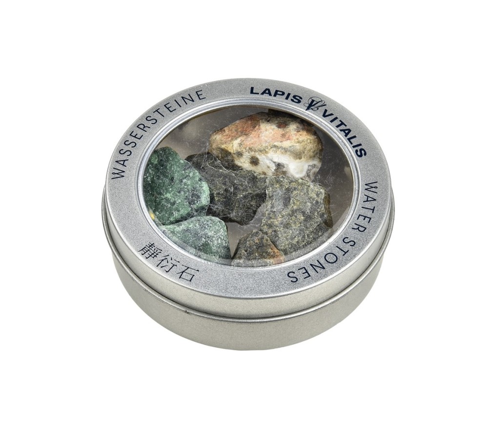 Lapis Vitalis - Wassersteine - Mischung -  Regeneration - in Metall-Geschenkdose  (Epidot, Ozeanjaspis, Zoisit)