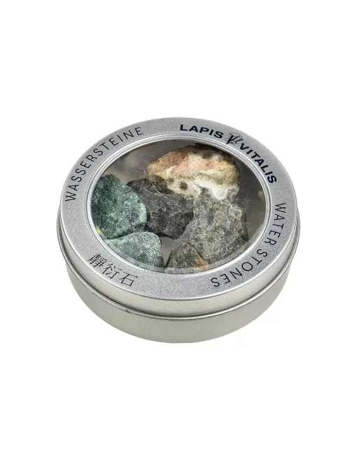 Lapis Vitalis - Wassersteine - Mischung - Regeneration - in Metall-Geschenkdose (Epidot, Ozeanjaspis, Zoisit)