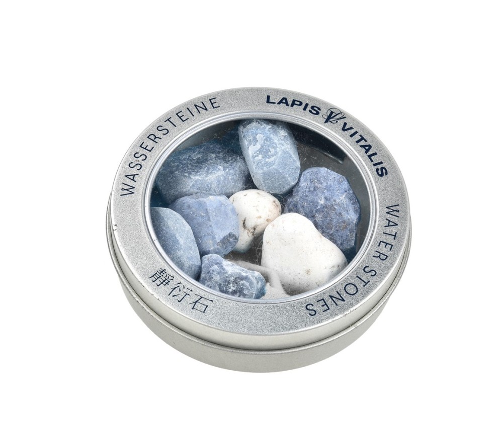 Lapis Vitalis - Wassersteine - Mischung -  Gelassenheit - in Metall-Geschenkdose  (Blauquarz, Dumortierit, Magnesit)