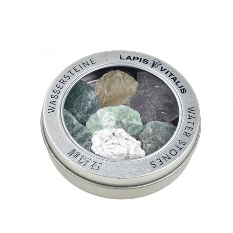 Lapis Vitalis - Wassersteine - Mischung -  Jungbrunnen - in Metall-Geschenkdose  (Fluorit