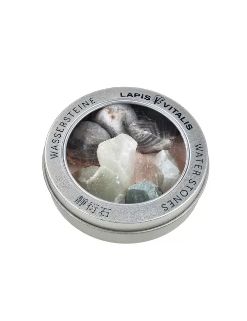 Lapis Vitalis - Wassersteine - Mischung - Geborgenheit - in Metall-Geschenkdose (Achat, Nephrit, Serpentin)