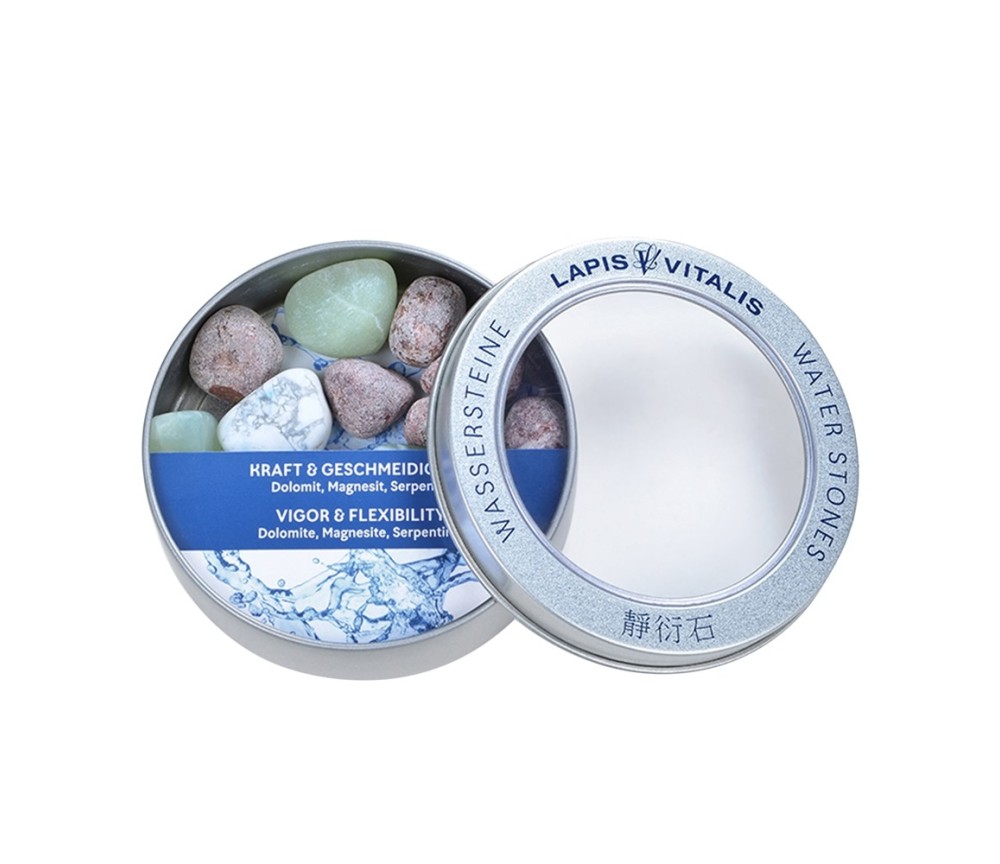 Lapis Vitalis - Wassersteine - Mischung -  Kraft und Geschmeidigkeit in Metall-Geschenkdose
