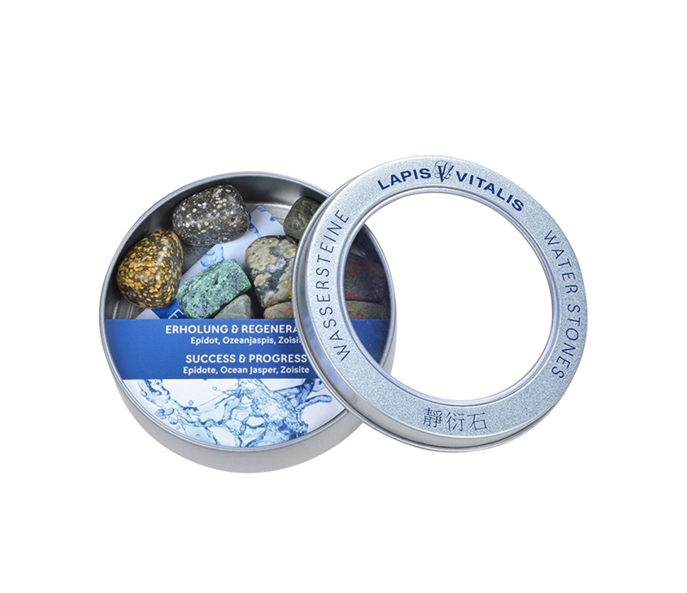Lapis Vitalis - Wassersteine - Mischung -  Erholung & Regeneration in Metall-Geschenkdose
