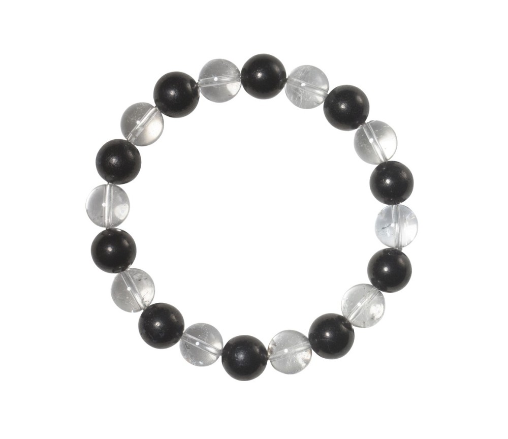Armband - Kugeln - 8mm - Schungit, Bergkristall