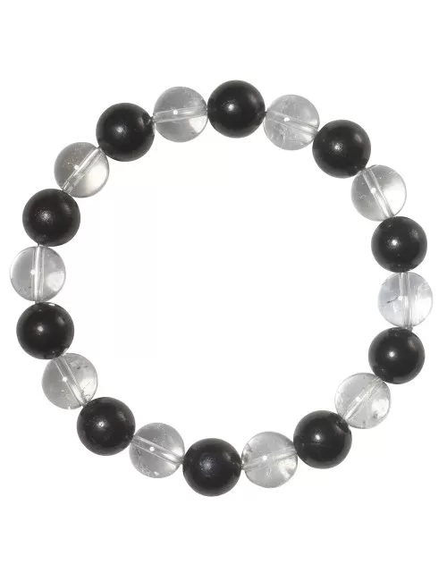 Armband - Kugeln - 10mm - Schungit, Bergkristall