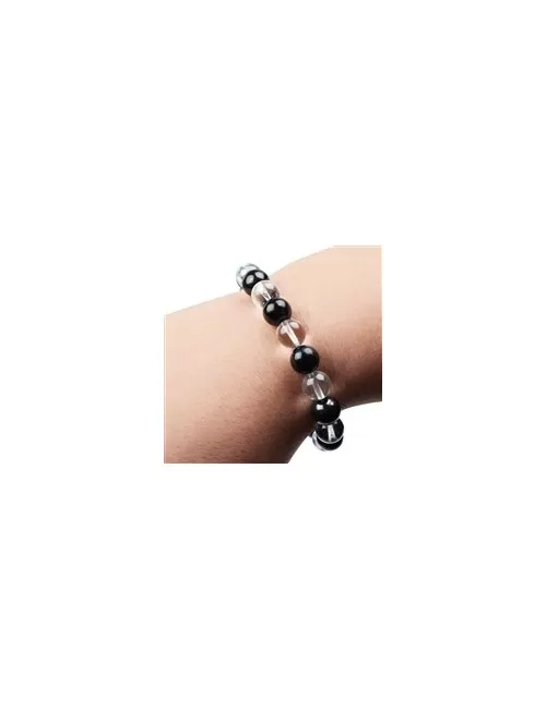 Armband - Kugeln - 10mm - Schungit, Bergkristall