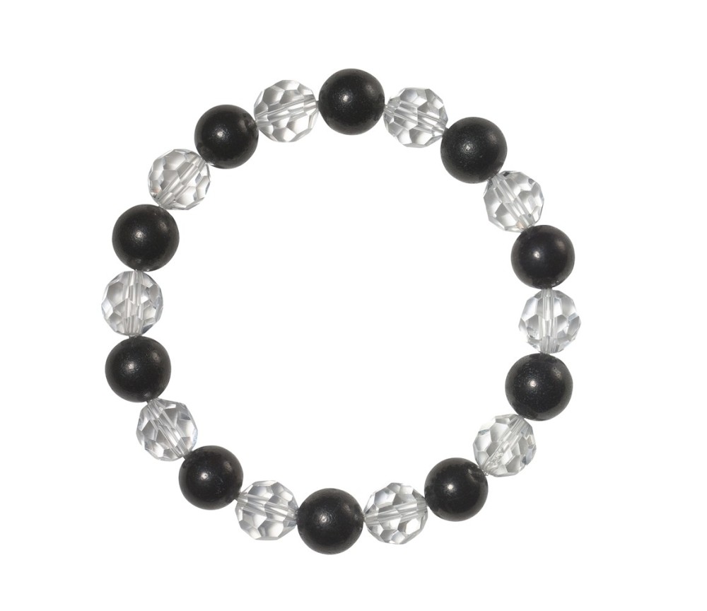 Armband - Kugeln - 10mm - Schungit, Bergkristall