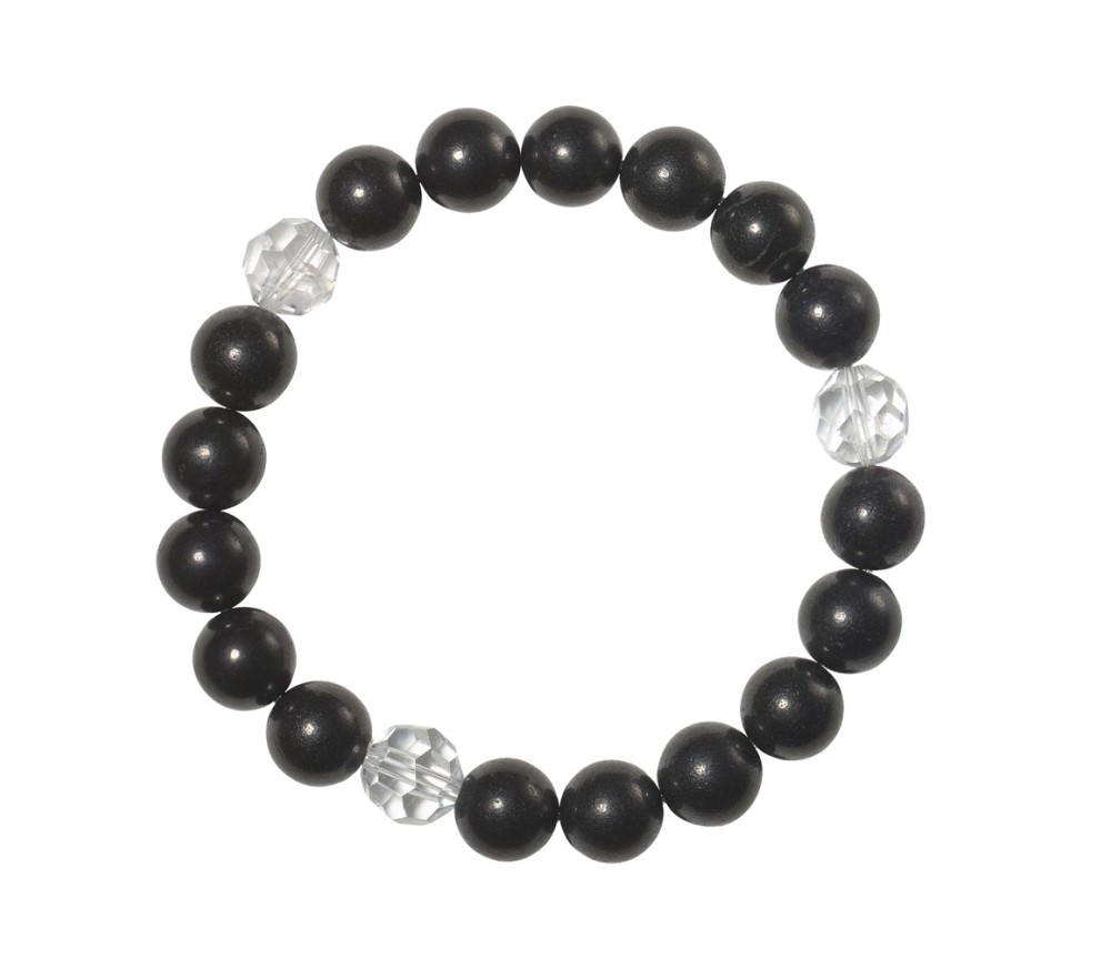 Armband - Schungit, Bergkristall facettiert, 10mm Kugeln