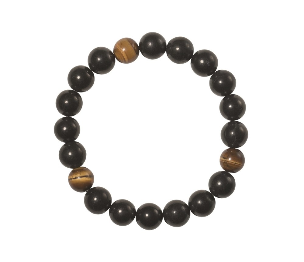 Armband - Schungit, Tigerauge, 08mm Kugeln